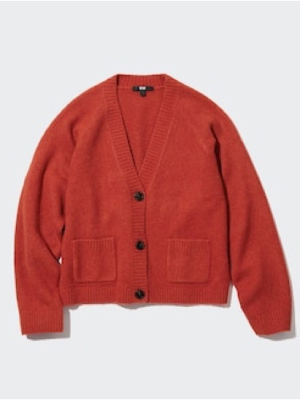 Uniqlo Women's Soufflé Yarn Red V-Neck Button Cardigan